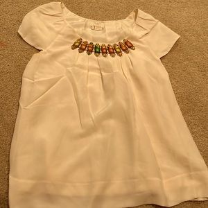 Kate Spade silk blouse with jewel neckline. Size S.